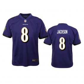 Baltimore Ravens #8 Lamar Jackson Purple Game Jersey - Youth